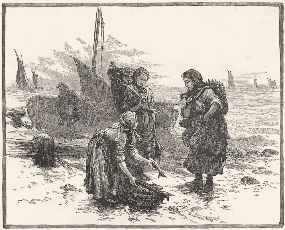 SCOTLAND. Scotch Fisher-Folk 1891 old antique vintage print picture